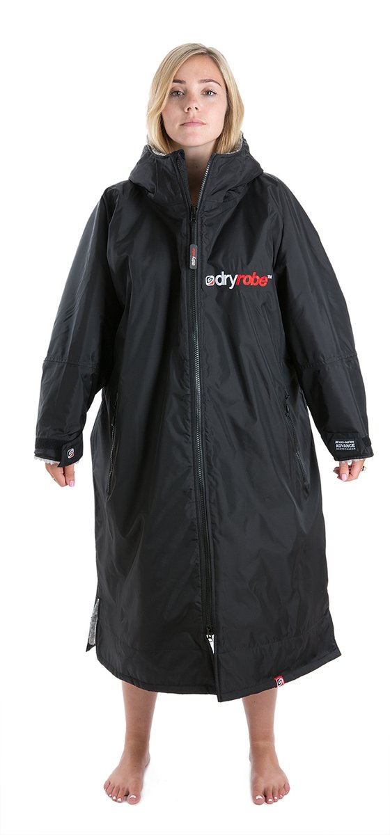 dryrobe Long Sleeve Full Cover Change Robe, black/grey